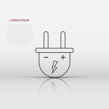 Vector electric plug icon in flat style. Power wire cable sign illustration.. Stock Illustration