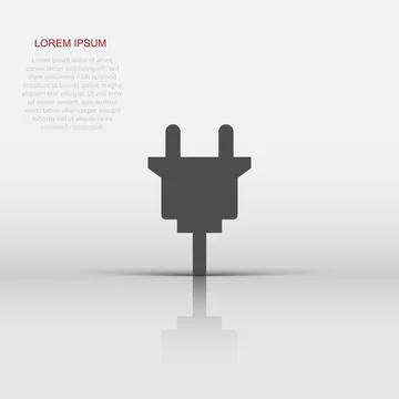 Vector electric plug sign icon in flat style. Power plug sign illustration .. Illustrazione stock