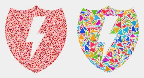 Vector Electric Shield Mosaic Icon of Triangle Elements Illustrazione stock
