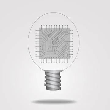 Vector : Electronic chip and circuit inside lightbulb Illustrazione stock