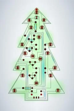 Vector electronic christmas tree Stock Illustration