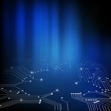 Vector : Electronic circuit on abstract blue background Stock Illustration