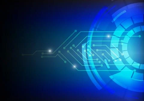 Vector : Electronic circuit and abstract circle on blue background Stock Illustration