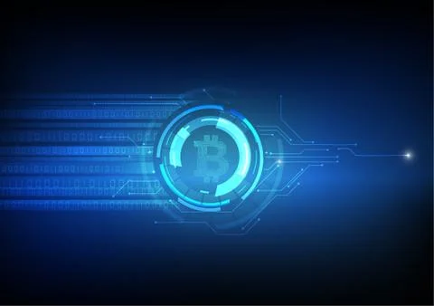 Vector : Electronic circuit and binary number with bitcoin Stock Illustration