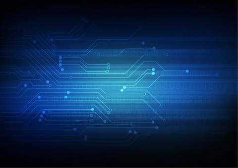 Vector : Electronic circuit with binary code on blue background 스톡 일러스트