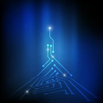 Vector : Electronic circuit on blue background Stock Illustration