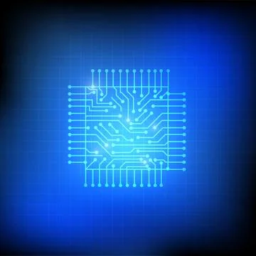 Vector : Electronic circuit on blue background Stock Illustration
