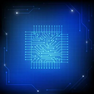 Vector : Electronic circuit on blue background Stock Illustration