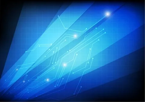Vector : Electronic circuit on blue background Stock Illustration