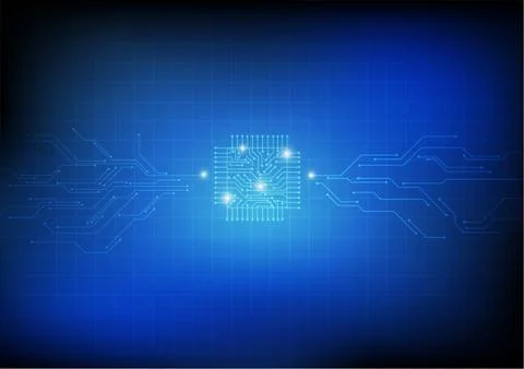 Vector : Electronic circuit on blue background Stock Illustration