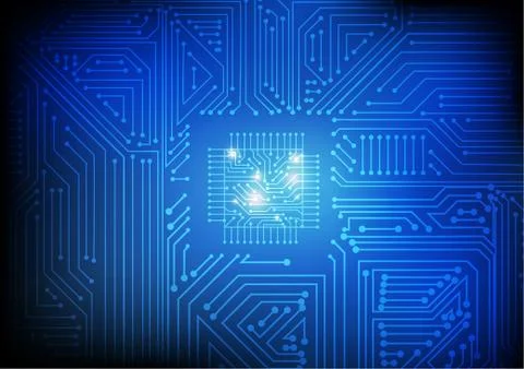 Vector : Electronic circuit on blue background Stock Illustration