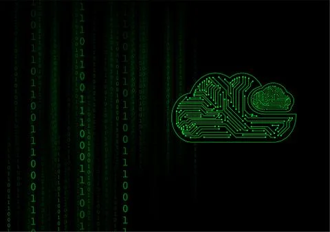 Vector : Electronic circuit in cloud on binary background Stock Illustration