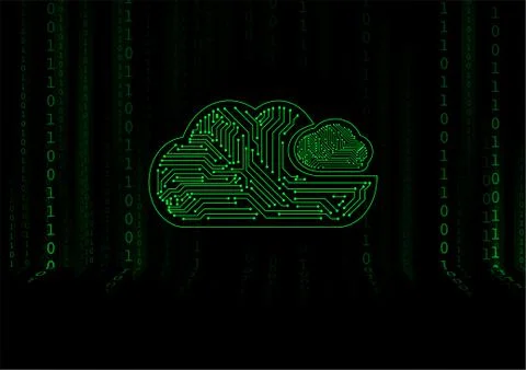 Vector : Electronic circuit in cloud on binary background Stock Illustration