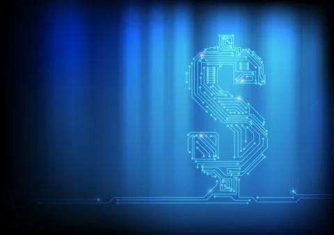 Vector : Electronic circuit in dollar symbol on technology background Stock Illustration