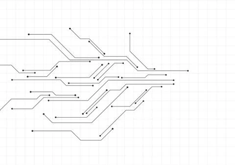 Vector : Electronic circuit with gray grid on white background Stock Illustration