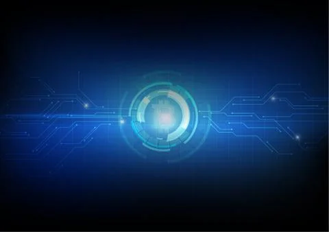 Vector : Electronic circuit inside bitcoin symbol on blue background Stock Illustration