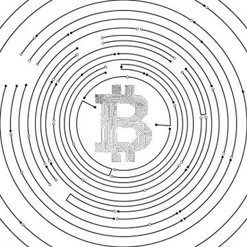 Vector : Electronic circuit inside bitcoin symbol with electronic circuit bac Illustrazione stock