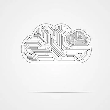 Vector : Electronic circuit inside cloud on gray background Stock Illustration