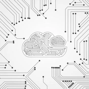 Vector : Electronic circuit inside cloud on gray background Stock Illustration