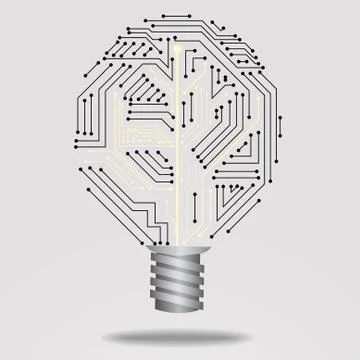 Vector : Electronic circuit inside lightbulb Stock Illustration