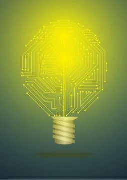 Vector : Electronic circuit inside lightbulb Stock Illustration