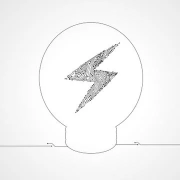Vector : Electronic circuit inside lightbulb Stock Illustration