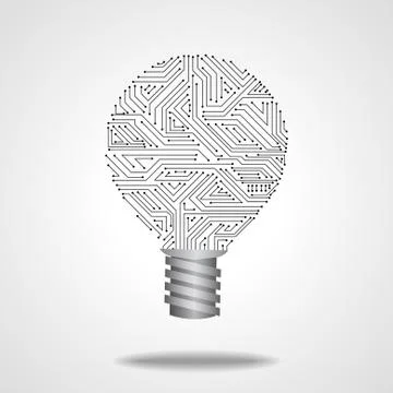 Vector : Electronic circuit inside lightbulb Stock Illustration