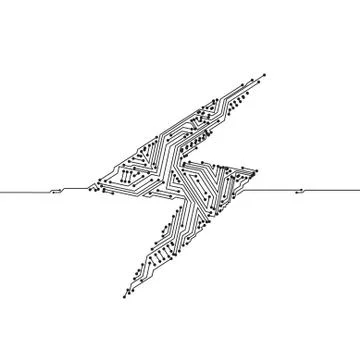 Vector : Electronic circuit inside lighting symbol on white background Stock Illustration