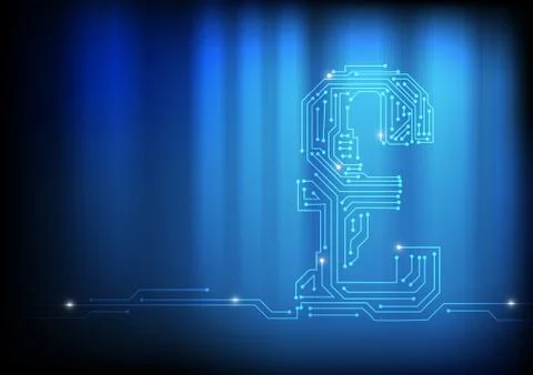 Vector : Electronic circuit in pound symbol on technology background Illustrazione stock
