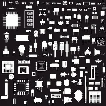 Vector electronic components. Stock Illustration