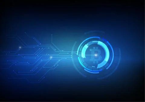Vector : Electronic curcuit with bitcoin Stock Illustration