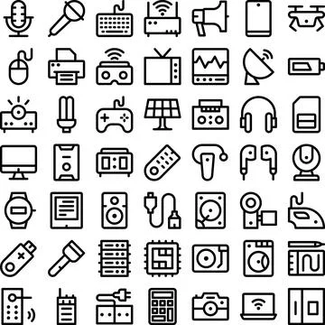 Vector of Electronics Tool Equipment Device Icon Set. Perfect for user interface Stock Illustration
