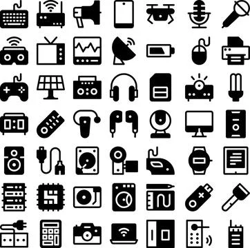 Vector of Electronics Tool Equipment Device Icon Set. Perfect for user interface Stock Illustration