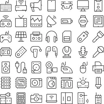 Vector of Electronics Tool Equipment Device Icon Set. Perfect for user interface Stock Illustration