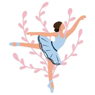 Vector elegant ballerina in blue tutu dress Stock Illustration