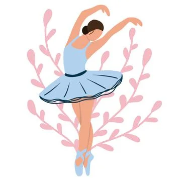 Vector elegant ballerina in blue tutu . Stock Illustration