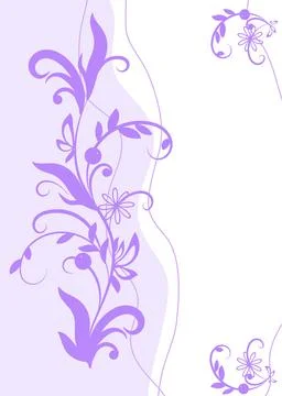 Vector elegant delicate purple floral background with swirls and flowing de.. Stock Illustration