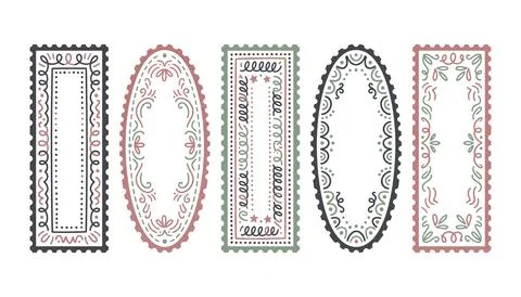 Vector of Elegant lace and floral decorative frame patterns Stock Illustration