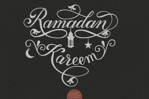 Vector elegant lettering Ramadan Kareem. Muslim holy month illustration with  Stock Illustration