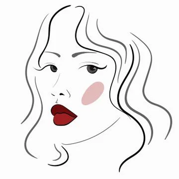 Vector elegant linear drawing of a woman face Stock Illustration