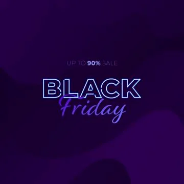 Vector elegant neon light black friday square banner template. Stock Illustration