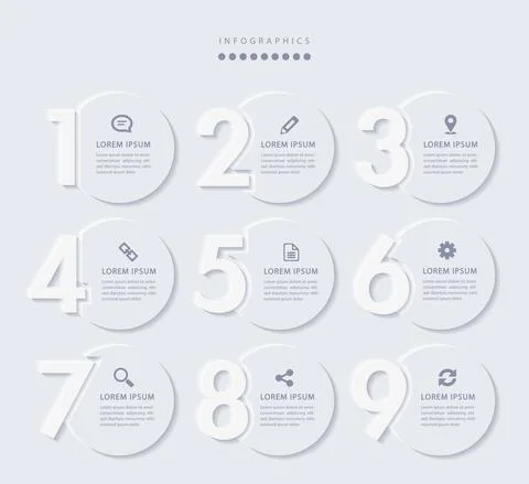 Vector elegant simple refined style infographic design UI template 9 number l Stock Illustration
