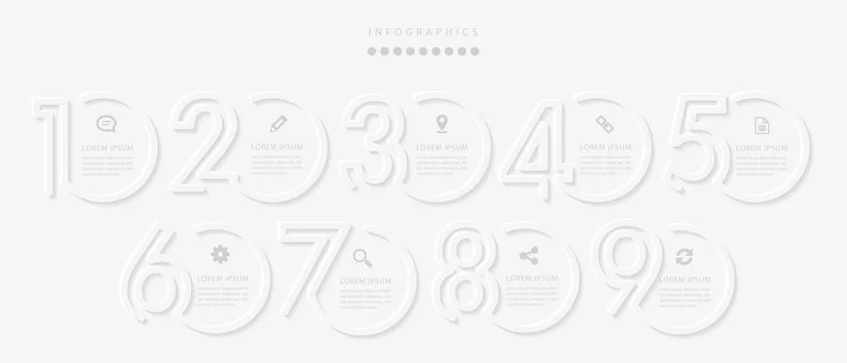 Vector elegant simple refined style infographic design UI template 9 number l Stock Illustration