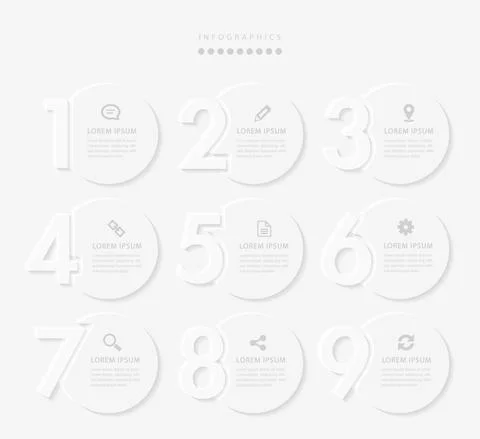 Vector elegant simple refined style infographic design UI template 9 number l Stock Illustration
