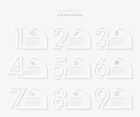 Vector elegant simple refined style infographic design UI template 9 number l Stock Illustration