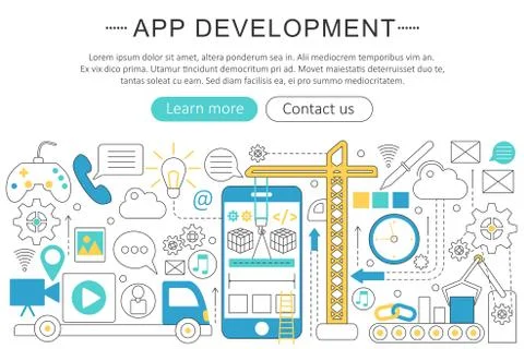 Vector elegant thin line flat modern Art design App development concept. Website Illustrazione stock