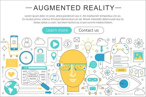 Vector elegant thin line flat modern Art design Augmented reality technology Stock Illustration