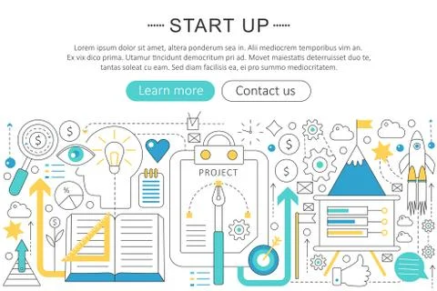 Vector elegant thin line flat modern design Start-up business concept. Website 스톡 일러스트