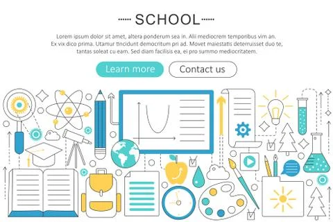 Vector elegant thin line flat modern design back to school colledge concept 库存插图