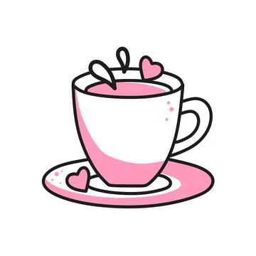 Vector element coffee mug for Valentines Day. Hand-drawn love symbols in a li Stock Illustration